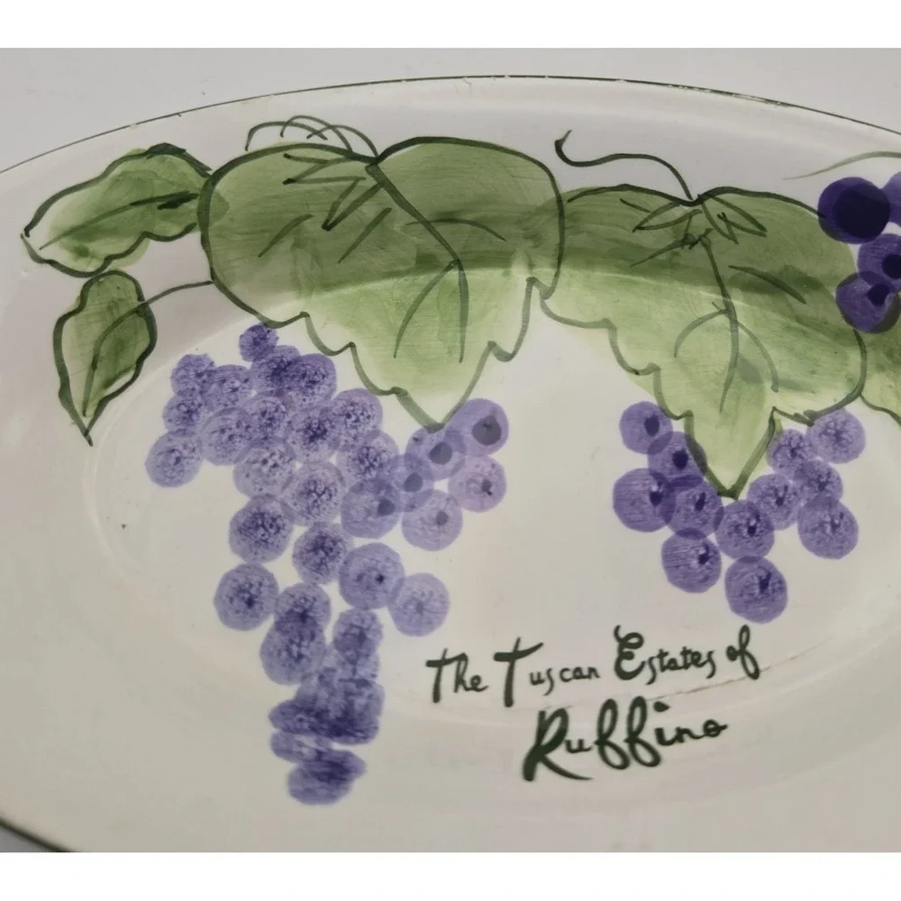 Vintage Olive Oil Ceramic‎ Plate Of The Tuscan Estates Of Ruffino Grape Vines...